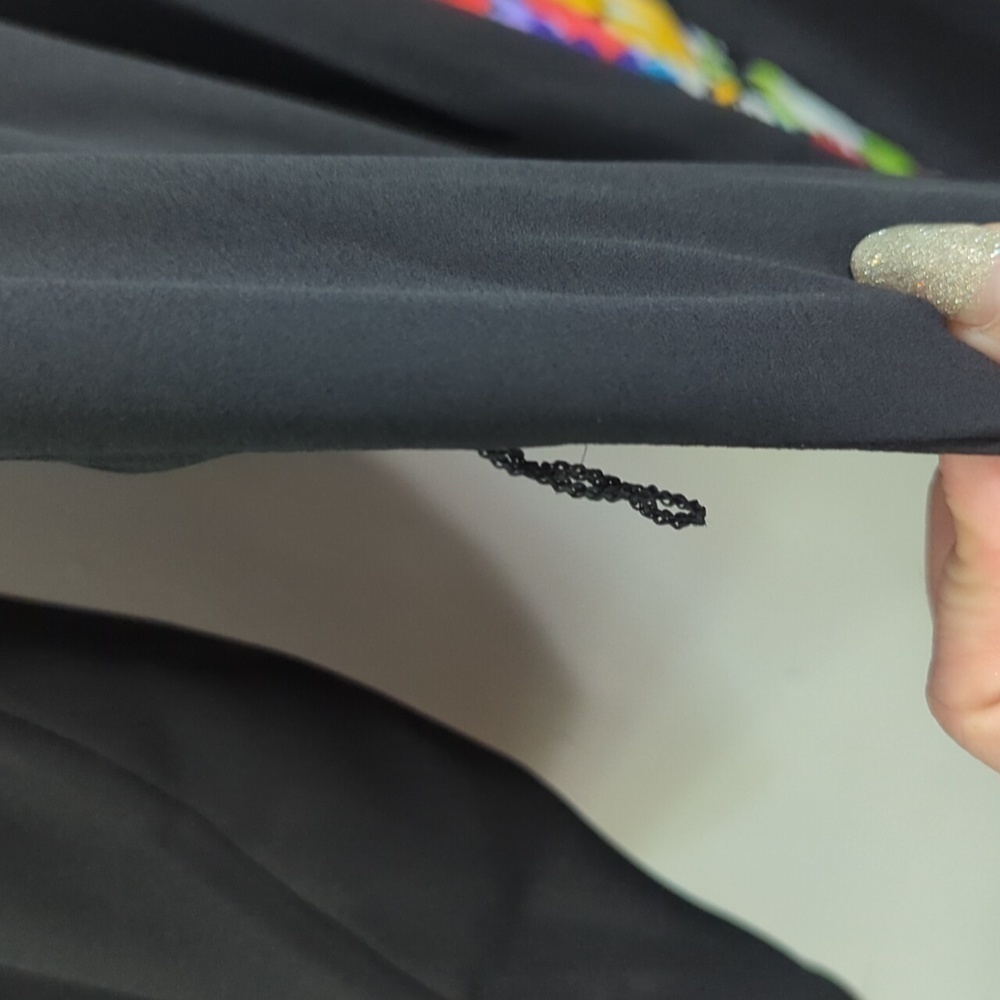 Euc Vintage Roxanne brand Sheer Robe - Neon Floral Trim w/ POCKETS! Sz S/open - Picture 6 of 7